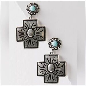 Free People Elitsa Dangle Earrings NWOT Silver Toned